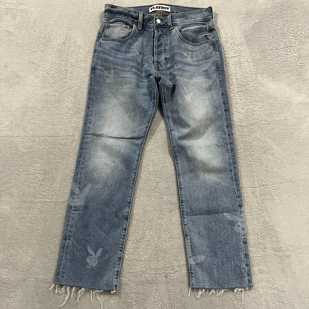 Playboy By PacSun‎ Graphic Jeans 29 Blue Bunny Logo Denim Button Fly